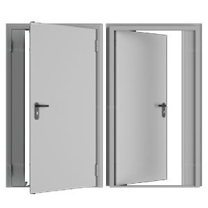 Дверь DoorHan/1550/2050/Противопож.EI60/двухств./глухая/глад./глад./RAL7035/прав./угл. рама, DPG60/1550/2050/7035/R/N