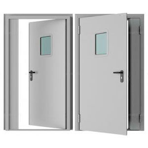 Дверь DoorHan/1550/2050/Противопож.EI60/двухств./остеклен./глад./глад./RAL7035/лев./угл. рама, DPO601/1550/2050/7035/L/N